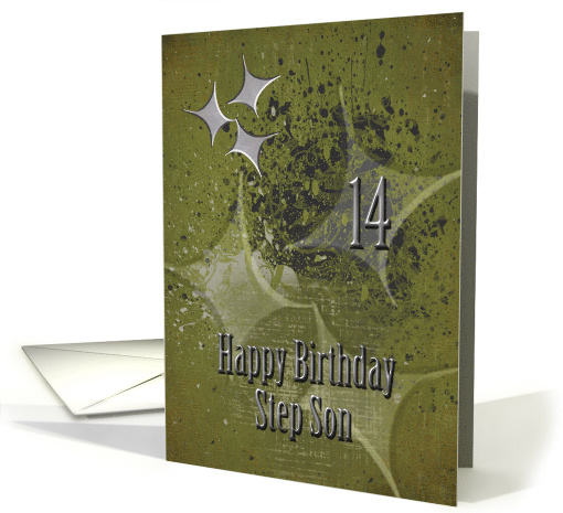 Happy 14th Birthday to Step Son Masculine Grunge Stars card (1472928)