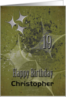 Happy 19th Birthday Custom Name Masculine Grunge Stars card