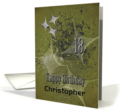 Happy 18th Birthday Custom Name Masculine Grunge Stars card (1472944)