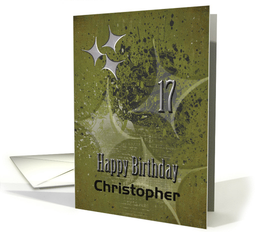 Happy 17th Birthday Custom Name Masculine Grunge Stars card (1472946)