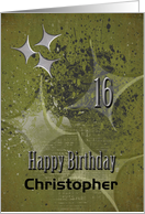 Happy 16th Birthday Custom Name Masculine Grunge Stars card