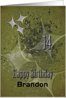 Happy 14th Birthday Custom Name Masculine Grunge Stars card