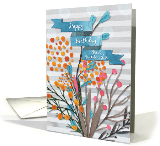 Happy Birthday Great Grandmother Pretty Watercolor Effect Flowers card