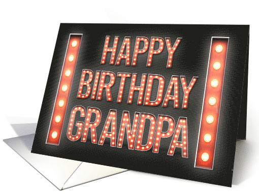 Happy Birthday to Grandpa Marquee Lights Vintage Sign card (1519604)