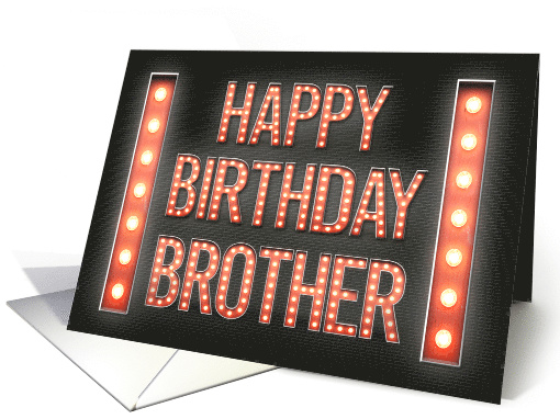 Happy Birthday to Brother Marquee Lights Vintage Sign card (1519606)