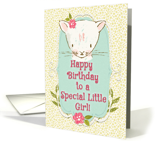 Happy Birthday to a Special Little Girl Cute Kitty and Flowers card
