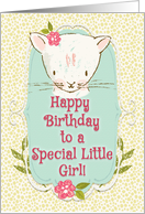 Happy Birthday to a Special Little Girl Cute Kitty and Flowers card