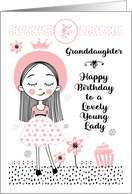 Happy Birthday to Granddaughter Cute Girl and Flowers card