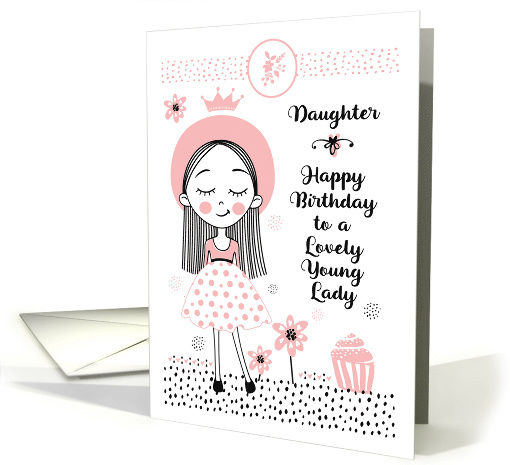 Happy Birthday to Daughter Cute Girl and Flowers card (1534010)