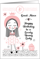 Happy Birthday to Great Niece Cute Girl and Flowers card