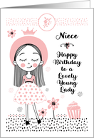 Happy Birthday to Niece Cute Girl and Flowers card