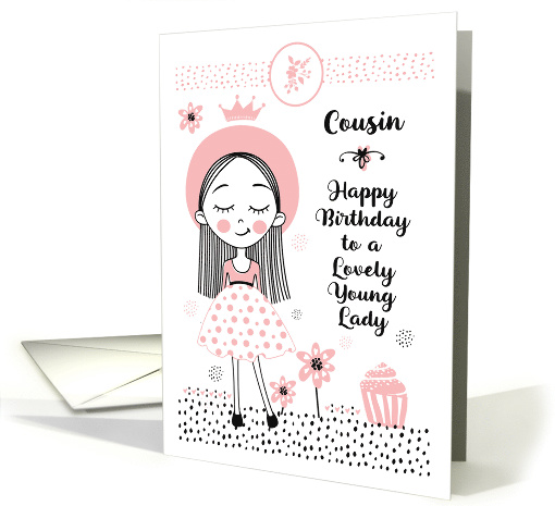Happy Birthday to Cousin Cute Girl and Flowers card (1534178)