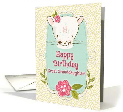 Happy Birthday to Great Granddaughter Cute Kitty and Flowers card