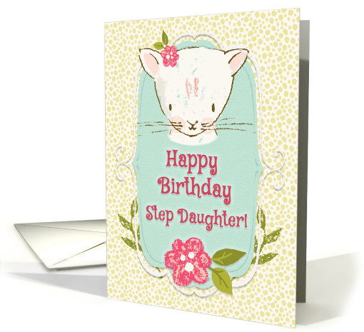 Happy Birthday to Step Daughter Cute Kitty and Flowers card (1534262)
