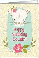 Happy Birthday to Cousin Cute Kitty and Flowers card