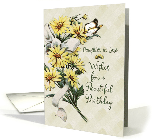 Happy Birthday to Daughter-in-Law Feminine Vintage Flowers card