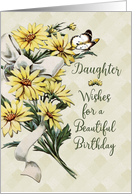 Happy Birthday to Daughter Feminine Vintage Flowers and Butterfly card