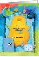 Happy Birthday Grandson Custom Name Colorful Monsters card