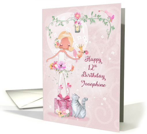 Happy 12th Birthday To Girl Custom Name Pretty Ballerina card