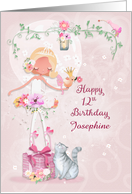 Happy 12th Birthday To Girl Custom Name Pretty Ballerina card