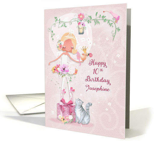 Happy 10th Birthday To Girl Custom Name Pretty Ballerina card