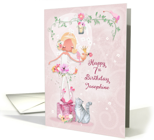 Happy 7th Birthday To Girl Custom Name Pretty Ballerina card (1540010)