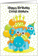 Happy 2nd Birthday to Great Nephew Birthday Cake and Monsters card