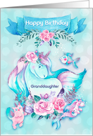 Happy Birthday to Granddaughter Unicorn and Friends card
