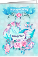 Happy Birthday to Daughter Unicorn and Friends card