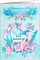 Happy Birthday to a Special Girl Unicorn and Friends card