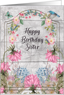 Happy Birthday to Sister Beautiful and Colorful Flower Garden card