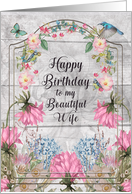 Happy Birthday to Wife Beautiful and Colorful Flower Garden card