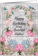 Happy Birthday to Partner Beautiful and Colorful Flower Garden card