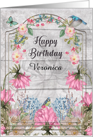 Happy Birthday Custom Name Beautiful and Colorful Flower Garden card