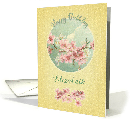 Happy Birthday Custom Name Pretty Cherry Blossoms in Bloom card