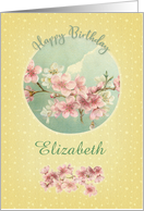 Happy Birthday Custom Name Pretty Cherry Blossoms in Bloom card