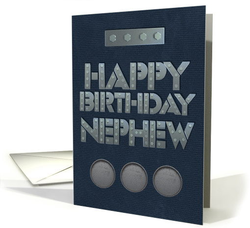 Happy Birthday to Nephew Masculine Look with Steel Bolt Letters card