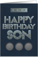 Happy Birthday to Son Masculine Look with Steel Bolt Letters card