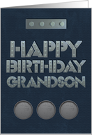 Happy Birthday to Grandson Masculine Look with Steel Bolt Letters card