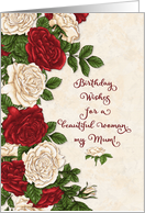Happy Birthday to Mum Beautiful Red and White Roses card
