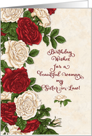 Happy Birthday to Sister-in-Law Beautiful Red and White Roses card