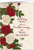 Happy Birthday to Great Grandmother Beautiful Red and White Roses card