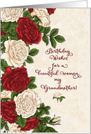 Happy Birthday to Grandmother Beautiful Red and White Roses card