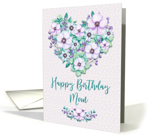 Happy Birthday to Mom Pretty Purple Floral Heart Wreath card (1556576)