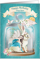 Happy Birthday to Great Niece Fairy Rabbit Fantasy in Jar card