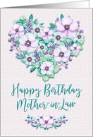 Happy Birthday to Mother-in-Law Purple Floral Heart Wreath card