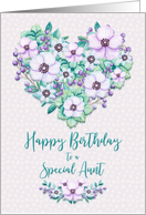 Aunt Birthday Pretty Purple Floral Heart Wreath card