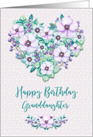 Happy Birthday to Granddaughter Pretty Purple Floral Heart Wreath card