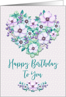 Happy Birthday to You Pretty Purple Floral Heart Wreath card