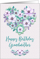 Happy Birthday to Grandmother Pretty Purple Floral Heart Wreath card